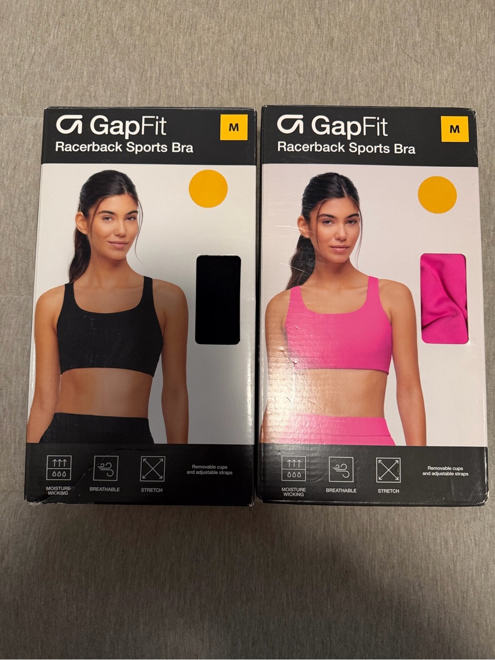 GAP Fit Racerback Sports Bra - Black & Hot Pink (M)